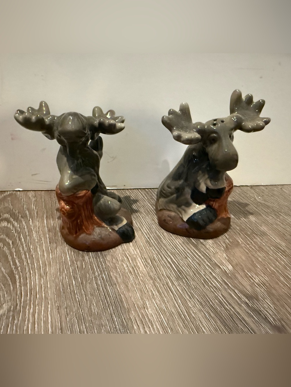 Cute Ceramic Moose Salt and Pepper Shakers- NWT